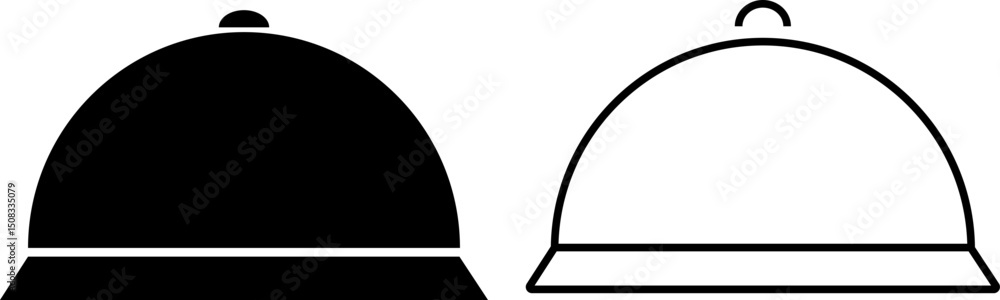 Fototapeta premium cloche icon. serving food and drinks. Service restaurant and hotel. holding tray icon. house special consisting of serving. bell covering dish icons 
