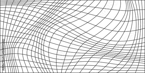 Y2k grid background pattern. Abstract 3d wireframe backdrop, wavy simple psychedelic geometry. Futuristic design