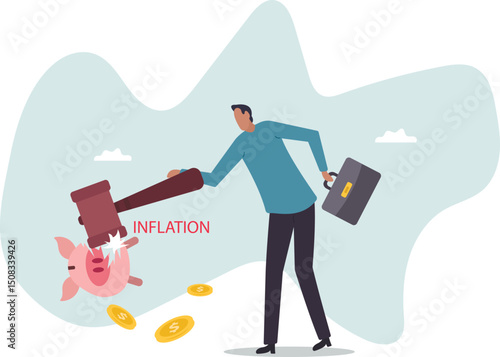 Inflation causing money value decreased or recession make stock market crash, pension fund losing value or business bankruptcy .character for design.