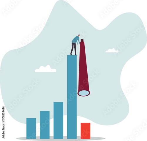 Next economic recession forecast or prediction, stock market decline or revenue decrease, low performance or GDP falling down.character for design.