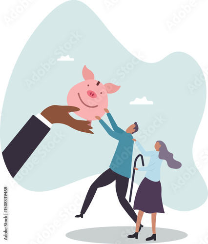 Protect retirement pension money from fraud, ponzi scheme or cost and tax that impact retiree investment fund .character for design.