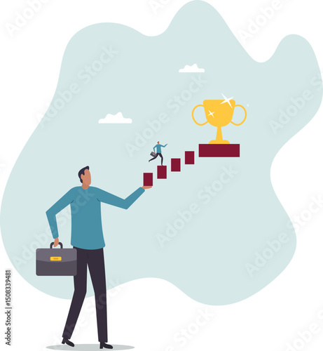 Success in business, career opportunity or business growth to reach target .character for design.