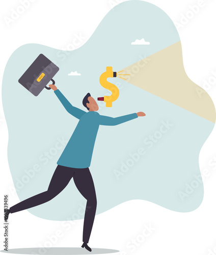 Financial vision or investment opportunity discovery, future inflation or interest rate forecast, economic or stock market prediction,character for design.