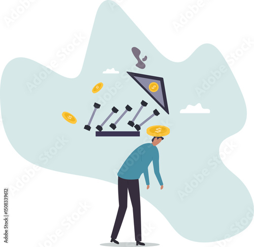Banking collapse or bank run, financial crisis or bankruptcy problem, stock market crash or credit risk,character for design.