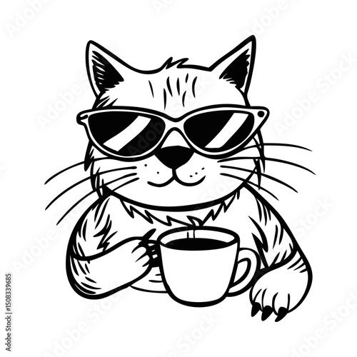 Cat thug life vector icon 