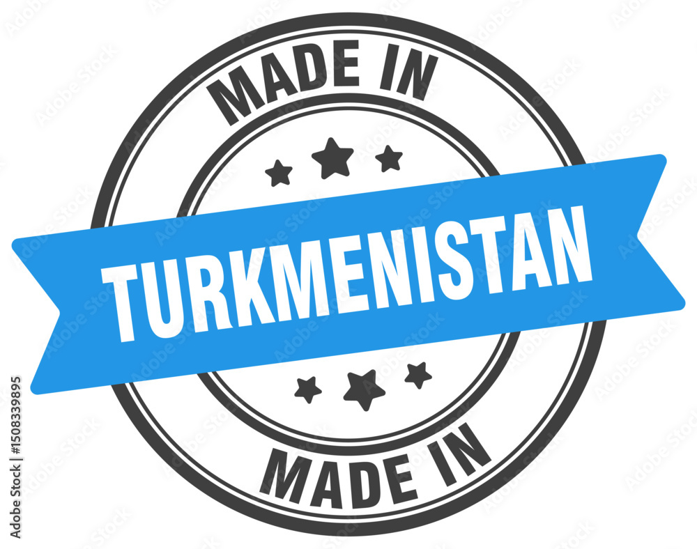 Fototapeta premium Made in Turkmenistan round sign. Made in Turkmenistan stamp.