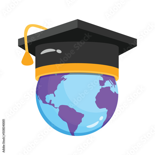 A captivating 2d icon representing global education initiative