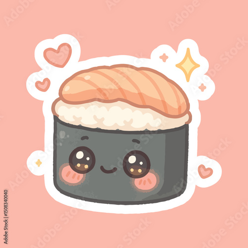 Kawaii sushi mascot in cartoon style Cute shushi menu