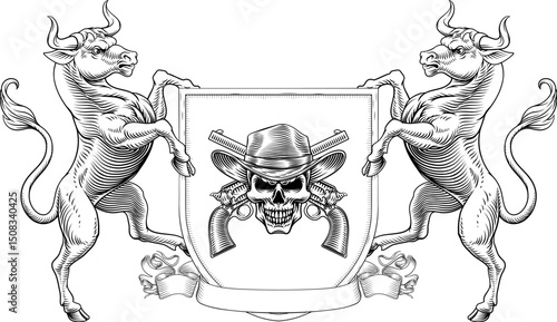 A cowboy skull wearing a co...