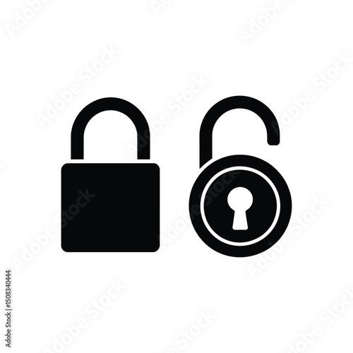 Padlock silhouette vector art illustration