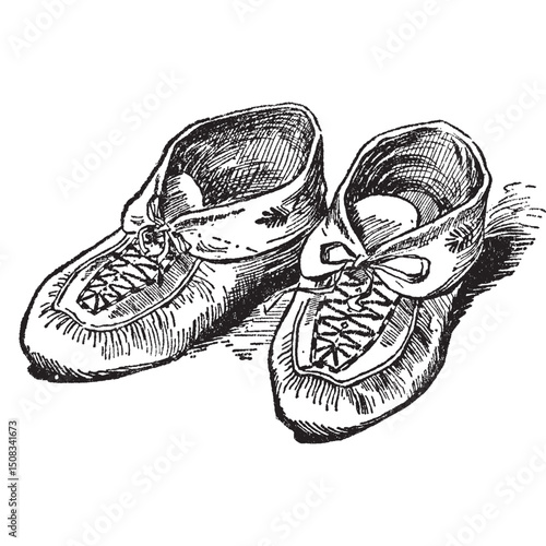 Moccasins Vintage Engraving hand-drawn