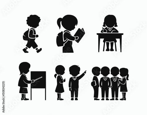Back to School Silhouette Collection Vector Template