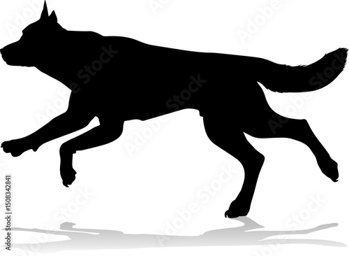 A detailed animal silhouette of a pet dog