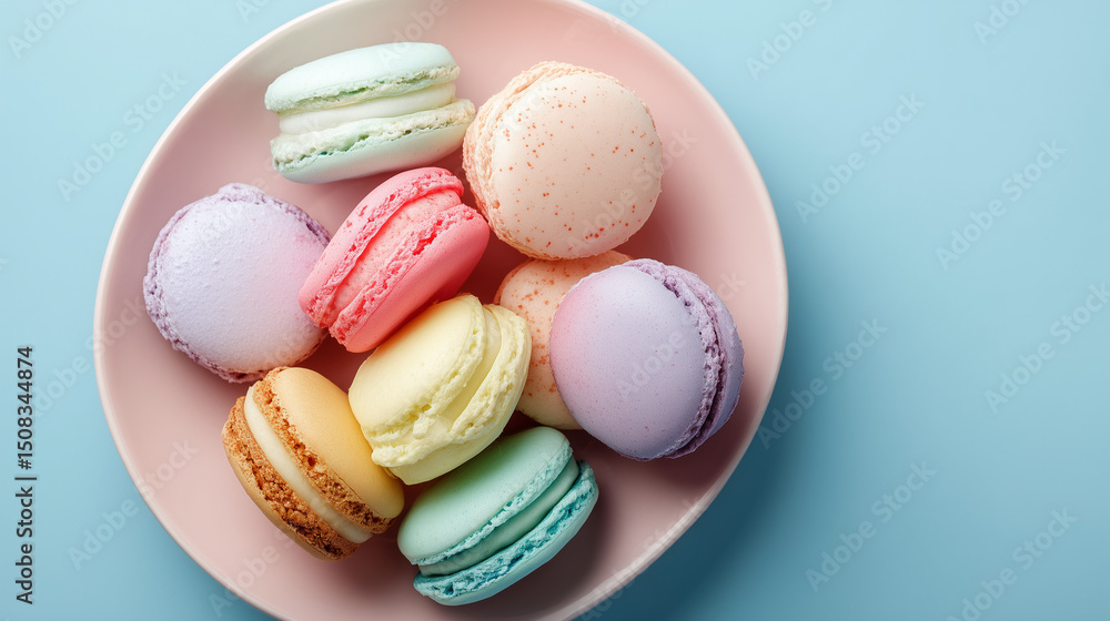 Fototapeta premium colorful macaroons on a wooden table