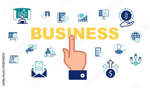 Business has been around since the Industrial Revolution. Set of investment icons. Business infographics. SEO, sign. Economy, money. Concept of dollar, financial profit, shares. Vector illustration