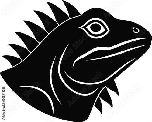 iguana head icon silhouette on white background (1).eps