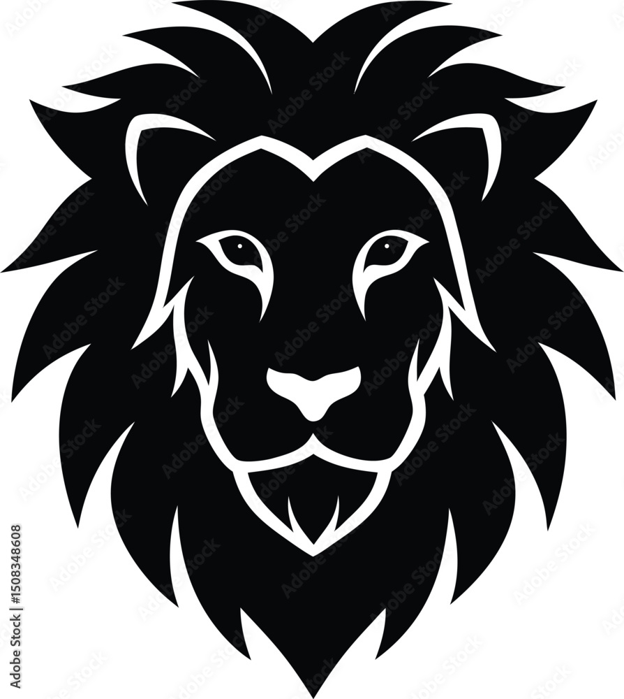 Obraz premium lion head icon silhouette on white background (3).eps