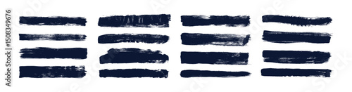 Grungy brush strokes in black ink, set. Textured paint strokes, brushstrokes ...
