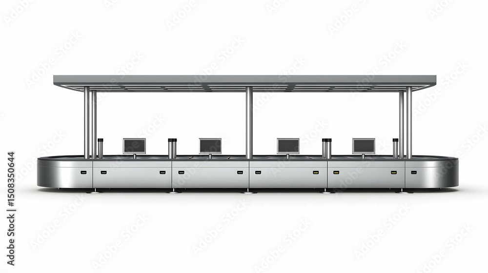Airport baggage maze: playful belt barrier set like a shiny snakeskin dueling parade. Airport baggage maze: playful belt barrier set like a shiny snakeskin dueling parade.