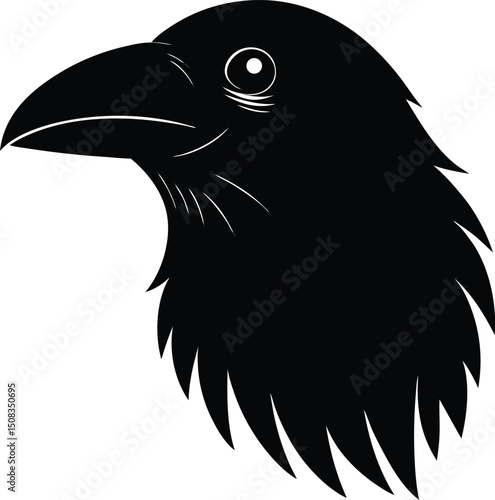 raven head icon silhouette on white background   (2).eps