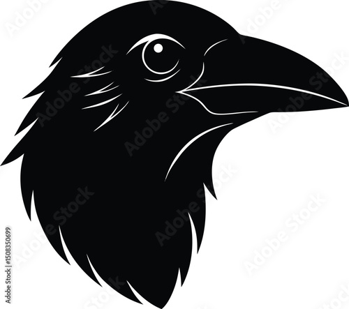 raven head icon silhouette on white background   (1).eps