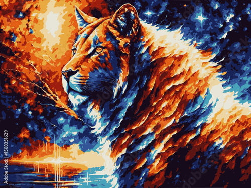 majestuoso leon en la selva - 10 colores