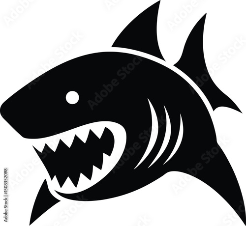 shark head icon silhouette on white background.eps
