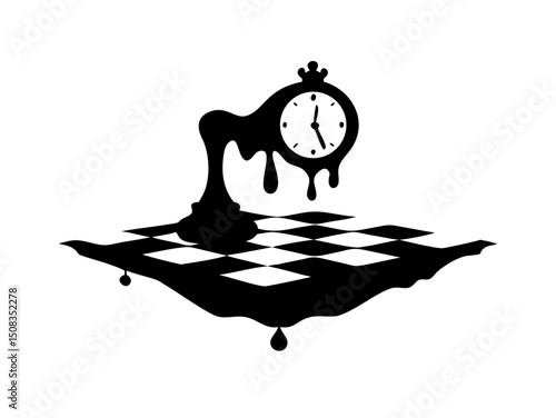 Creative Surreal Painting Of A Clock Melting Over A Stoc Icon