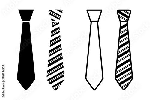 Necktie icon set, Tie isolated on white background. Vector illustration design