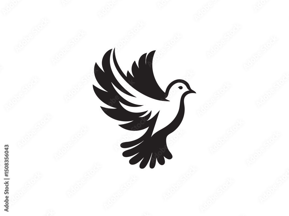 Flying Bird Silhouette – Minimal and Clean Black Bird. Flying Bird Silhouette – Minimal and Clean Black Bird.