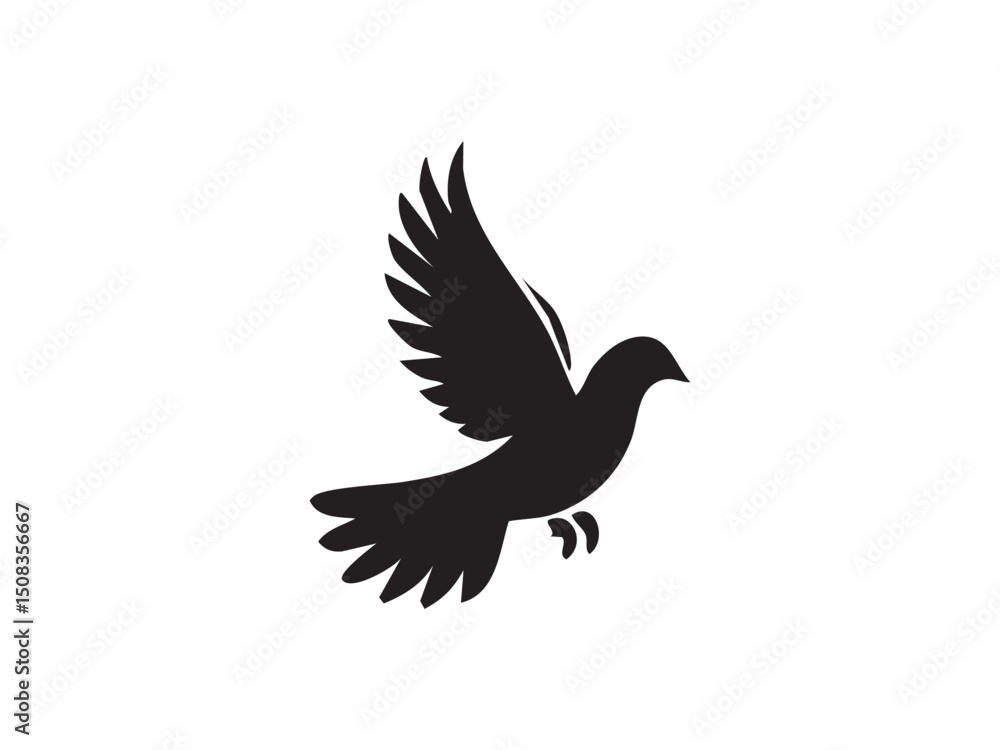 Fototapeta premium Flying Bird Silhouette – Minimal and Clean Black Bird.