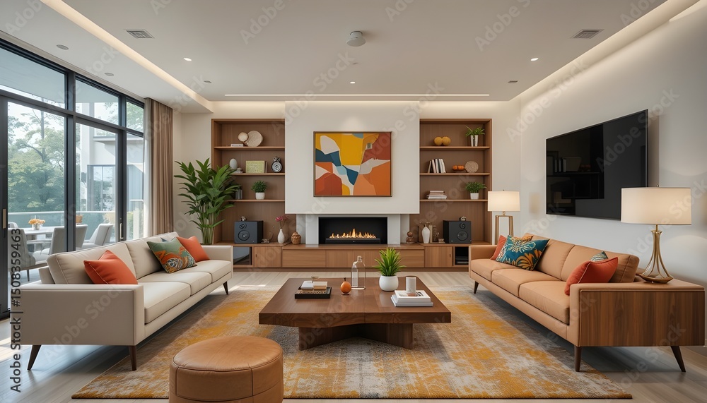 Fototapeta premium Modern Living Room Interior Design Stylish & Comfortable Space