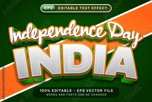 India independence day text effect and editable text effect with Indian flag color background