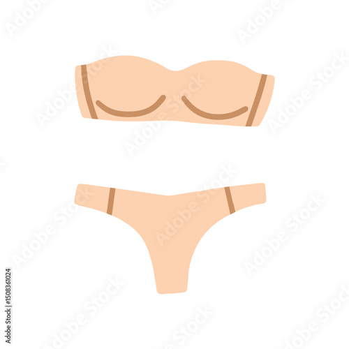 Women lingerie, seamless strapless invisible underwear. Bra top and panties b...