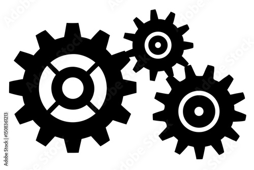 Black and White Gear Illustration – Industrial Engineering Blueprint Design