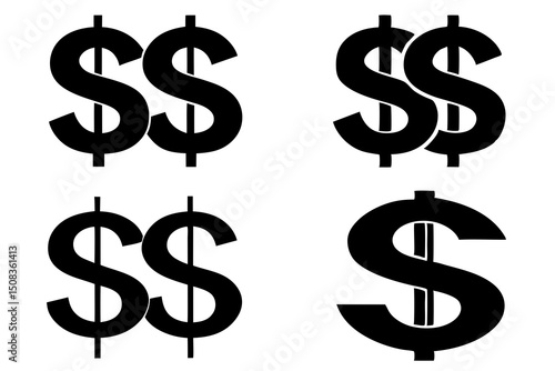 Minimalist Black and White Dollar Sign in Simple Geometric Style