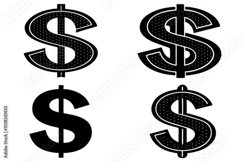 Minimalist Black and White Dollar Sign in Simple Geometric Style