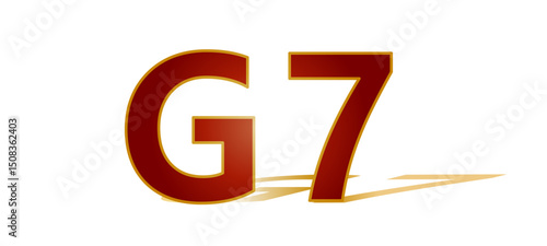 G7、赤とゴールドの力強いロゴ、アイキャッチ