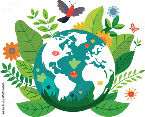 World Environment Day , Celebrate Nature and Sustainability, green planet earth with trees