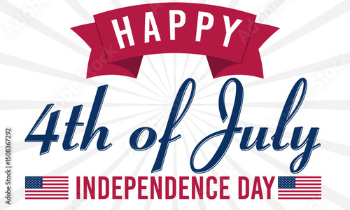 Poster or banner celebrating US Independence Day on July 4th