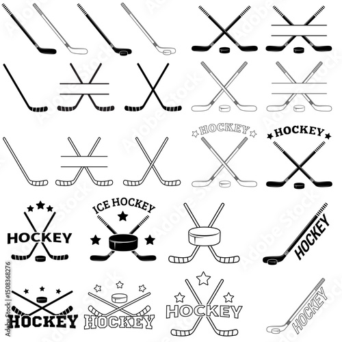 Photography Ice hockey icon vector set
