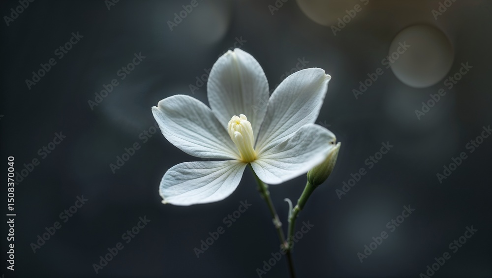 Fototapeta premium Elegant white flower on dark background