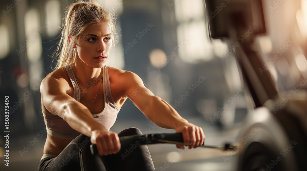 Fototapeta premium woman lifting weights