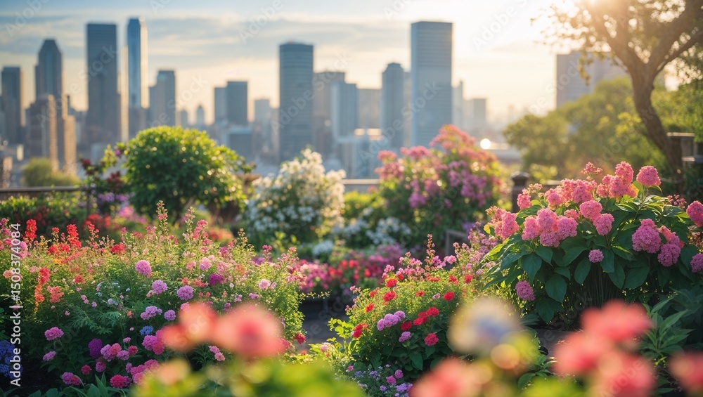 Fototapeta premium Cityscape garden view