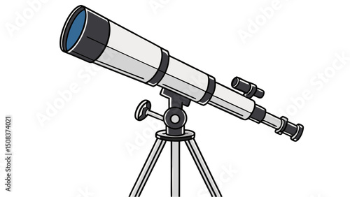 Vector illustration of a modern telescope on a tripod, perfect for astronomy or stargazing enthusiasts