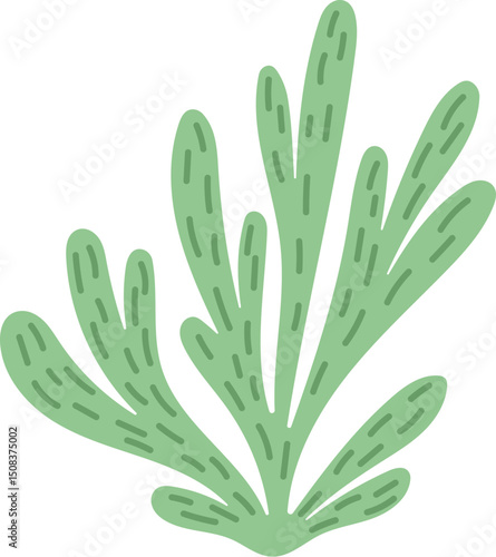 Cartoon underwater algae seaweed or sea coral reef kelp and, vector. Tropical undersea laminaria and underwater seaweed of sea and ocean seabed, green aquatic plant or ocean algae leaves