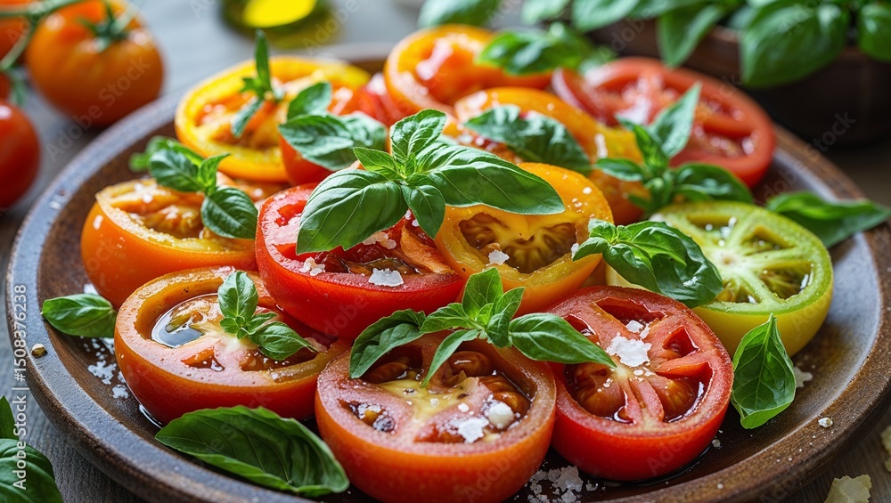 Colorful tomato salad with basil Colorful tomato salad with basil