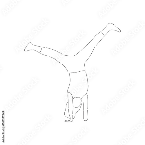 woman who is somersaulting line illustration design