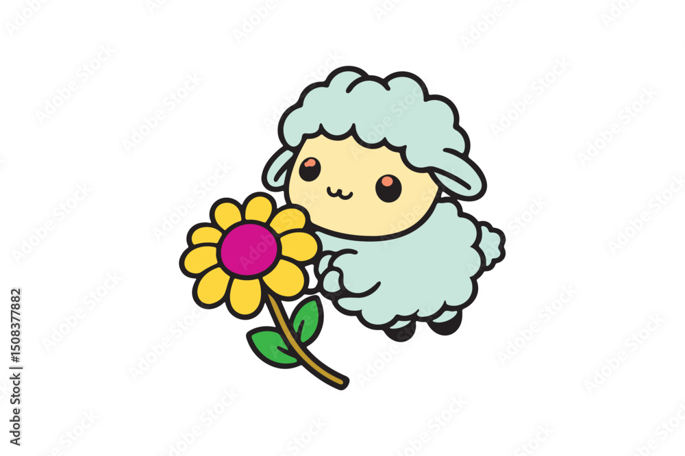 Obraz premium Cute Sheep Dancing vector icon on white background. (01)
