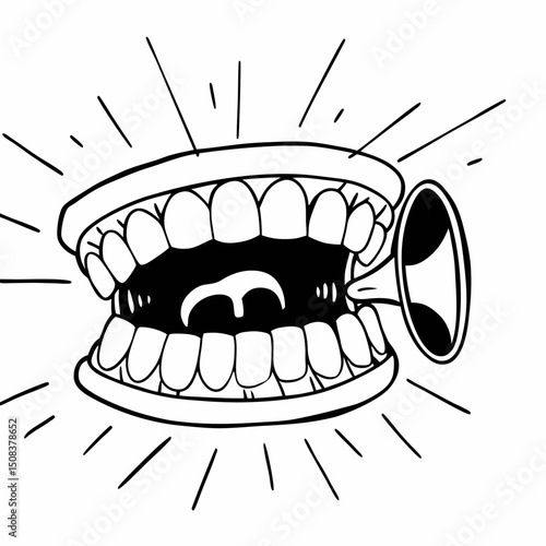 Cartoon illustration of an angry boss screaming with an open mouth, showing teeth and tongue, designed as a comic book style vector icon